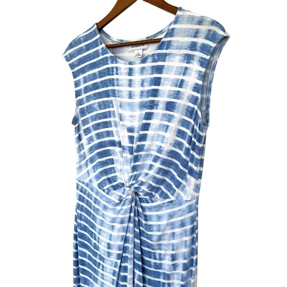 Liz Claiborne popover dress, sleeves, crew neck,  stretchy knit fabric, midi - Picture 4 of 14